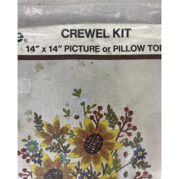 NEW SUNNY BASKET Crewel Kit 14”x14” The Family Circle Picture Or Pillow Top - Picture 2 of 7